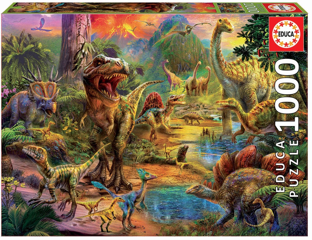 Puzzle 1000 pzas. -Tierra de Dinosaurios- Educa