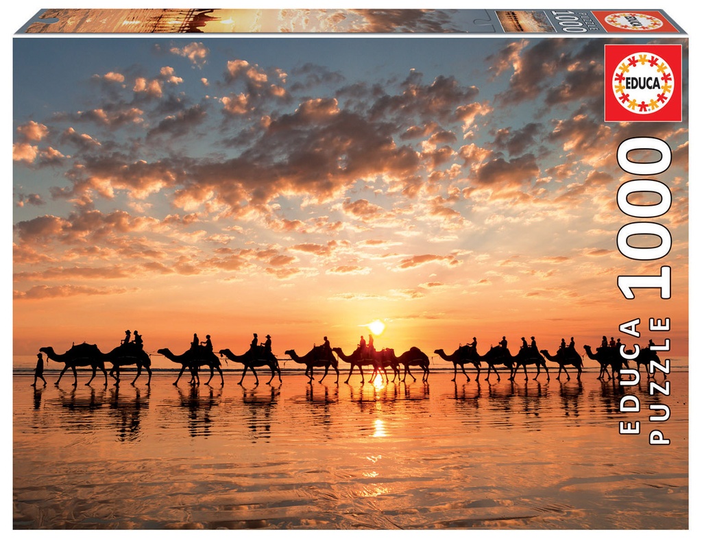 Puzzle 1000 piezas -Atardecer Dorado en Cable Beach, Australia- Educa