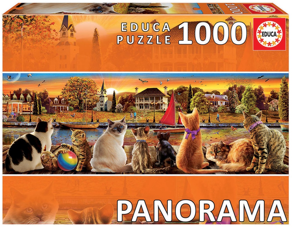 Puzzle 1000 piezas -Gatos en el Embarcadero- Educa