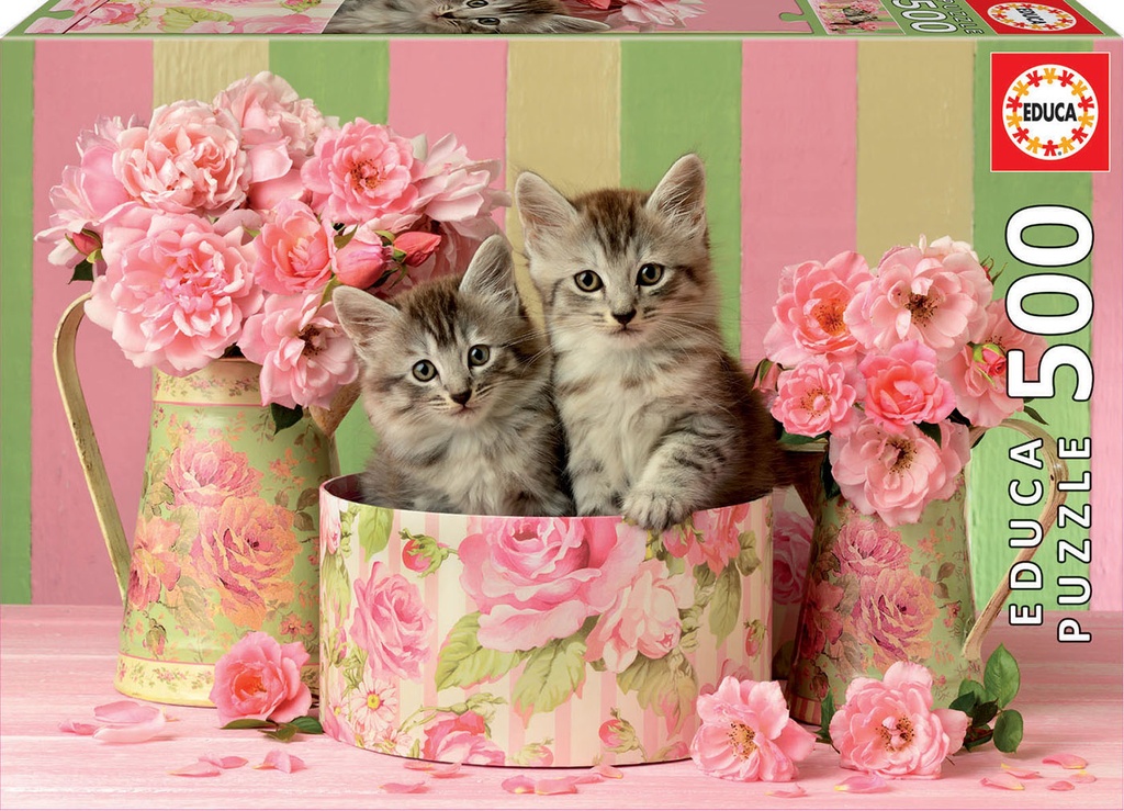 Puzzle 500 piezas -Gatitos con Rosas- Educa