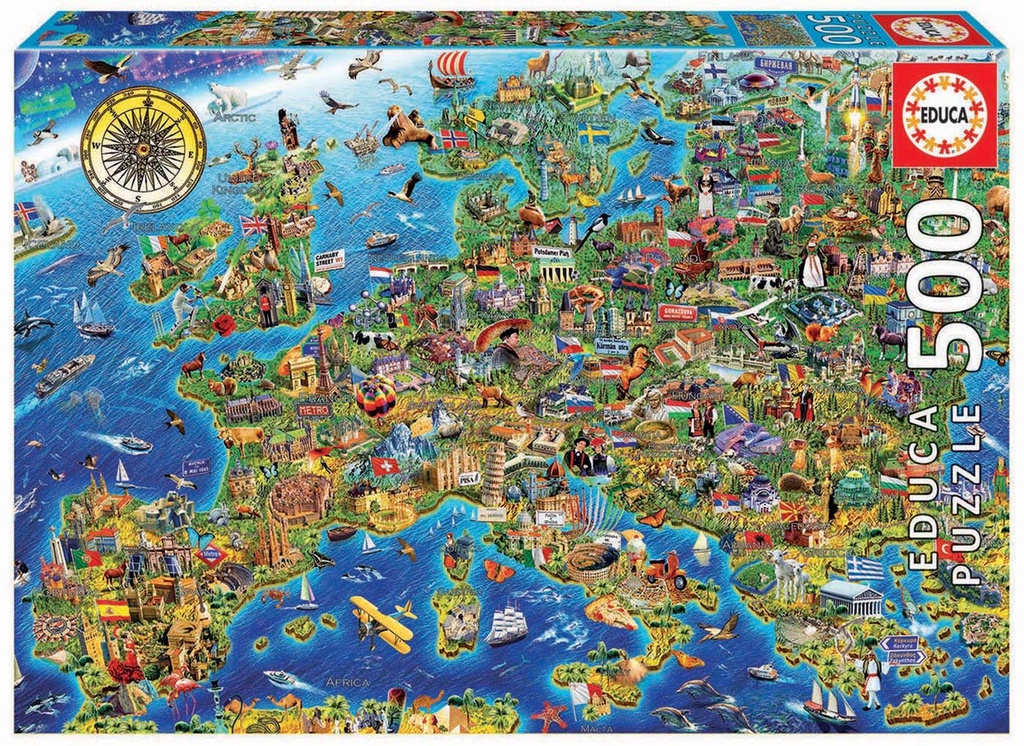 Puzzle 500 piezas -Mapa de Europa- Educa
