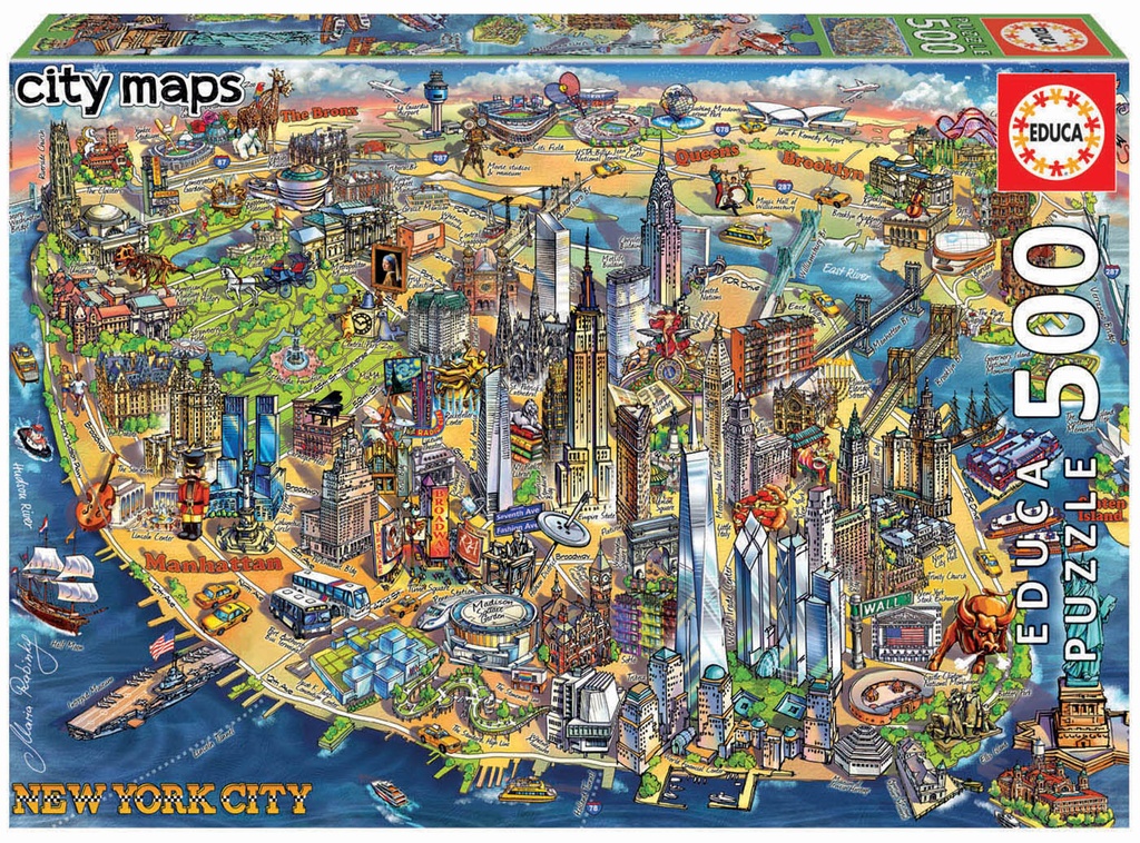 Puzzle 500 piezas -Mapa de New York- Educa