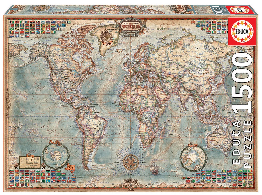 Puzzle 1500 piezas -El Mundo, Mapa Político- Educa