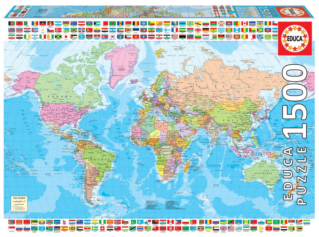 Puzzle 1500 piezas -El Mundo, Mapa Político- Educa (copia)