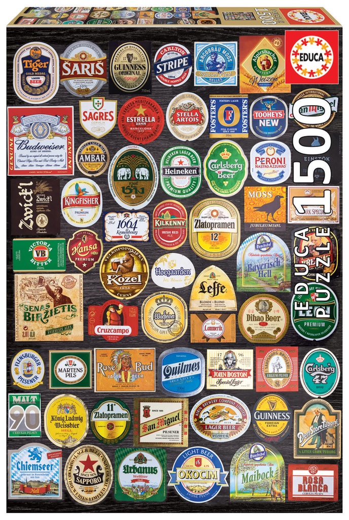 Puzzle 1500 piezas -Etiquetas de Cerveza- Educa