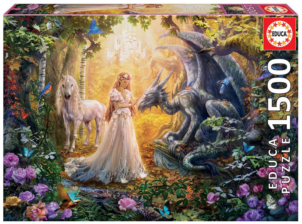 Puzzle 1500 piezas -Dragón, Princesa y Unicornio- Educa