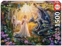 Puzzle 1500 piezas -Dragón, Princesa y Unicornio- Educa