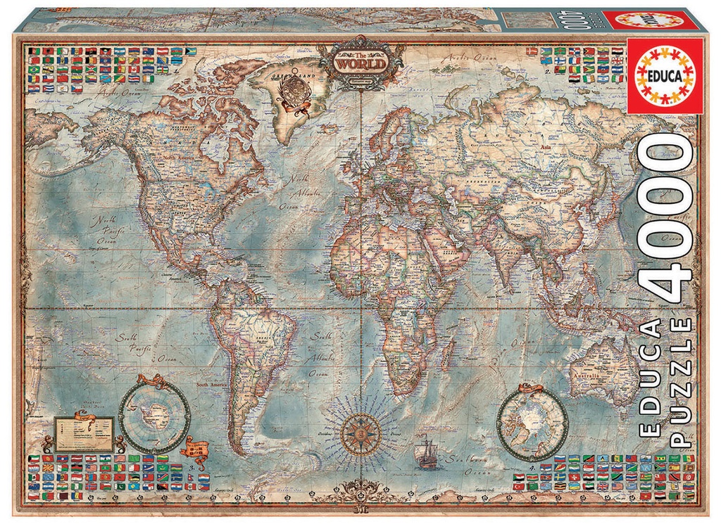 Puzzle 4000 piezas -El Mundo, Mapa político- Educa