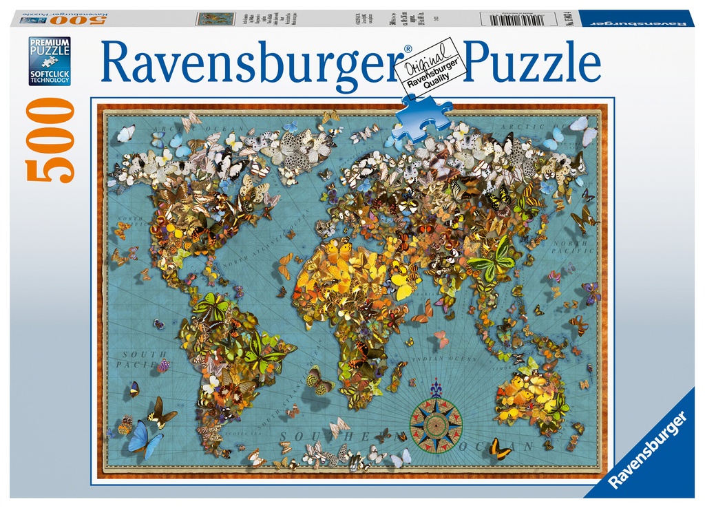 Puzzle 500 piezas -Mundo de Mariposas- Ravensburger