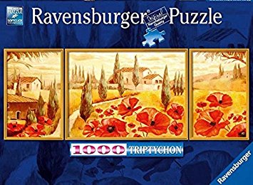 Puzzle 1000 piezas -Tríptico: Amapolas en la Toscana- Ravensburger