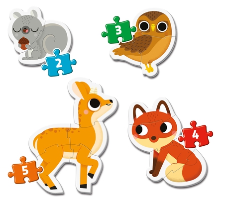 Puzzles Progresivos 3+6+9+12 piezas -Animales del Bosque- Clementoni