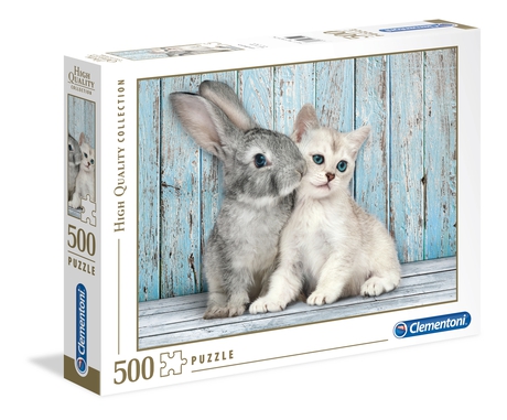 Puzzle 500 piezas -Gato y Conejo- Clementoni