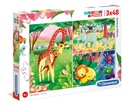 Puzzles 3 x 48 piezas -Animales de la Savana- Clementoni