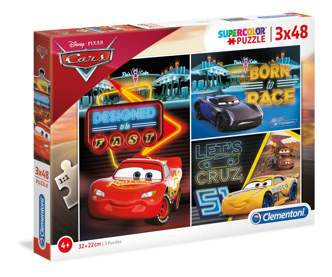 Puzzles 3 x 48 piezas -Cars- Clementoni