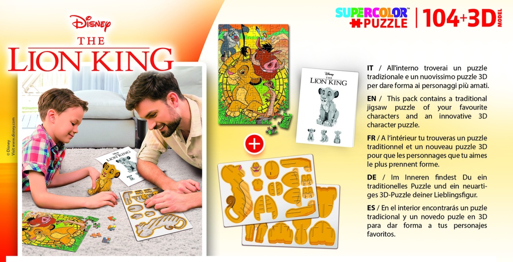 Puzzle 104 piezas + Modelo 3D -El Rey León- Clementoni