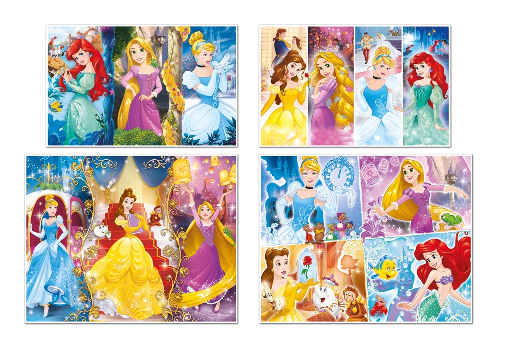 Puzzles Progresivos 20 + 60 + 100 + 180 piezas -Princesas Disney- Clementoni