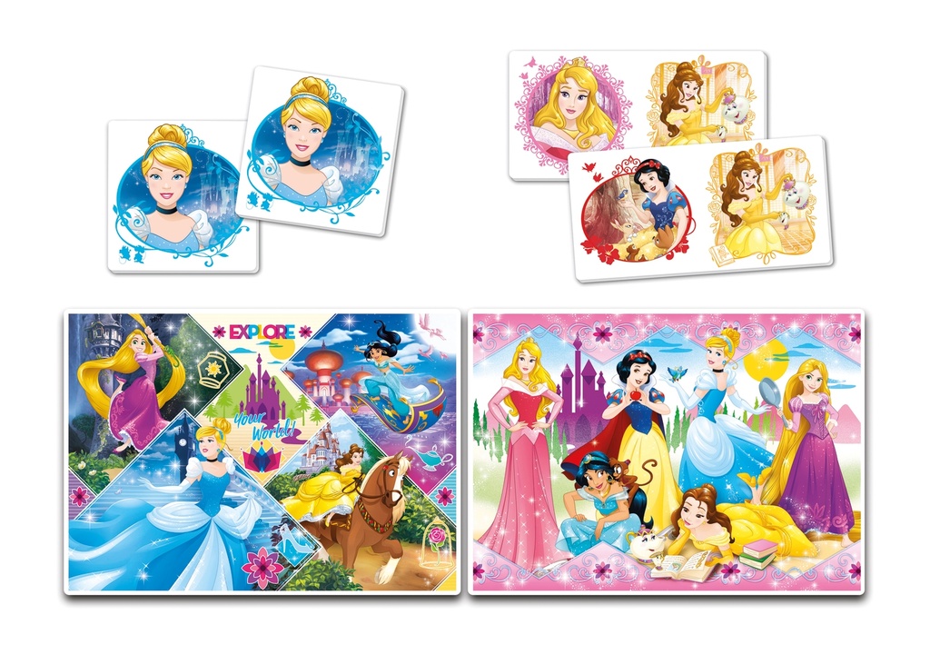 Set Puzzles 2 x 30 piezas + Memo + Dominó 60 piezas -Princess- Clementoni