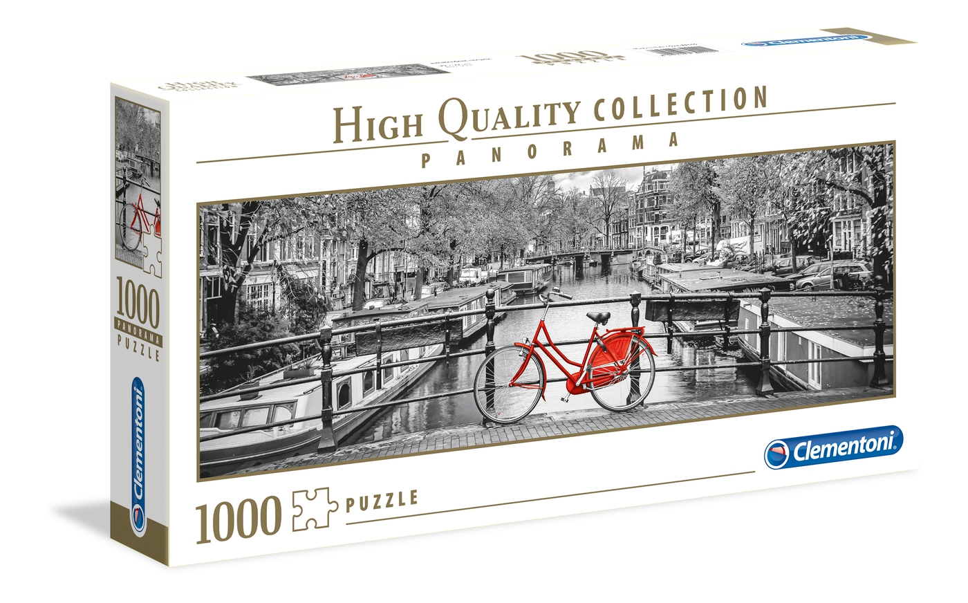 Puzzle 1000 piezas -Panorama: Bicicleta en Amsterdam- Clementoni