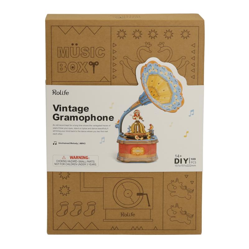Kit Caja Musical -Gramófono Vintage- Robotime (copia)