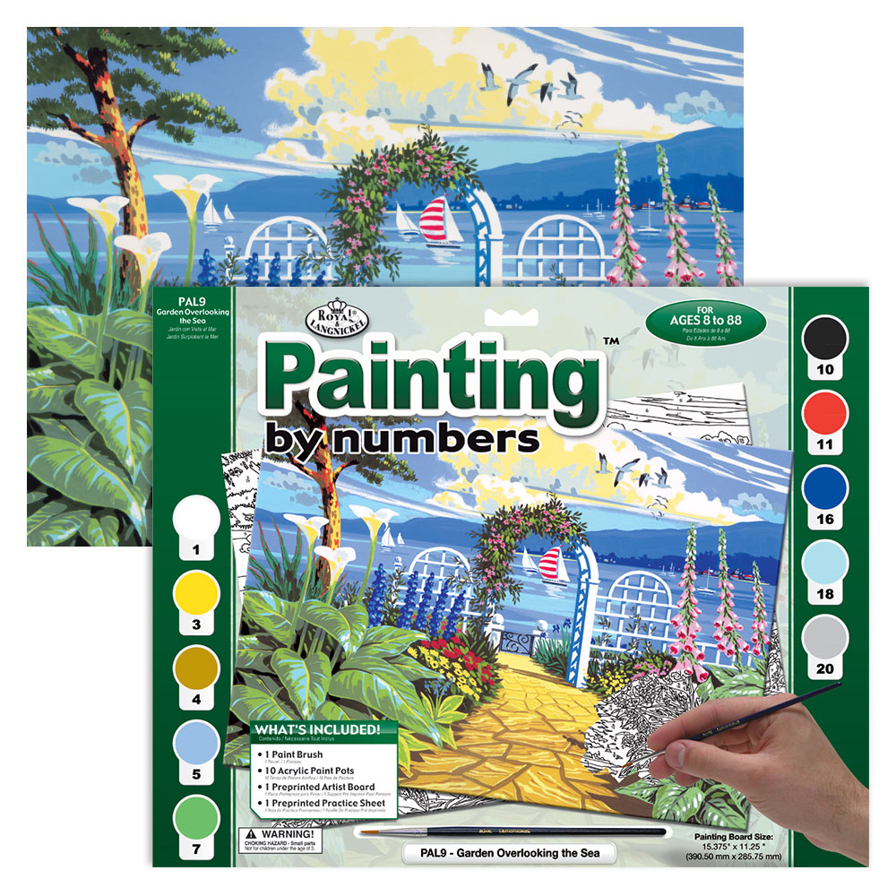 Pintar Por Números 32,4 x 40 cm. -Jardín junto al Mar- Royal & Langnickel