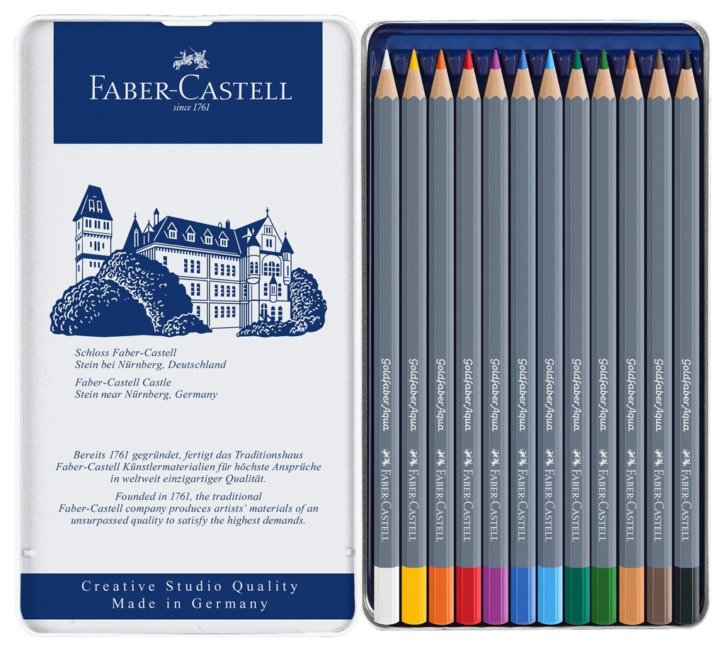 Estuche Metal Lápiz Acuarelable Goldfaber 12 pzs. Creative Studio Faber-Castell