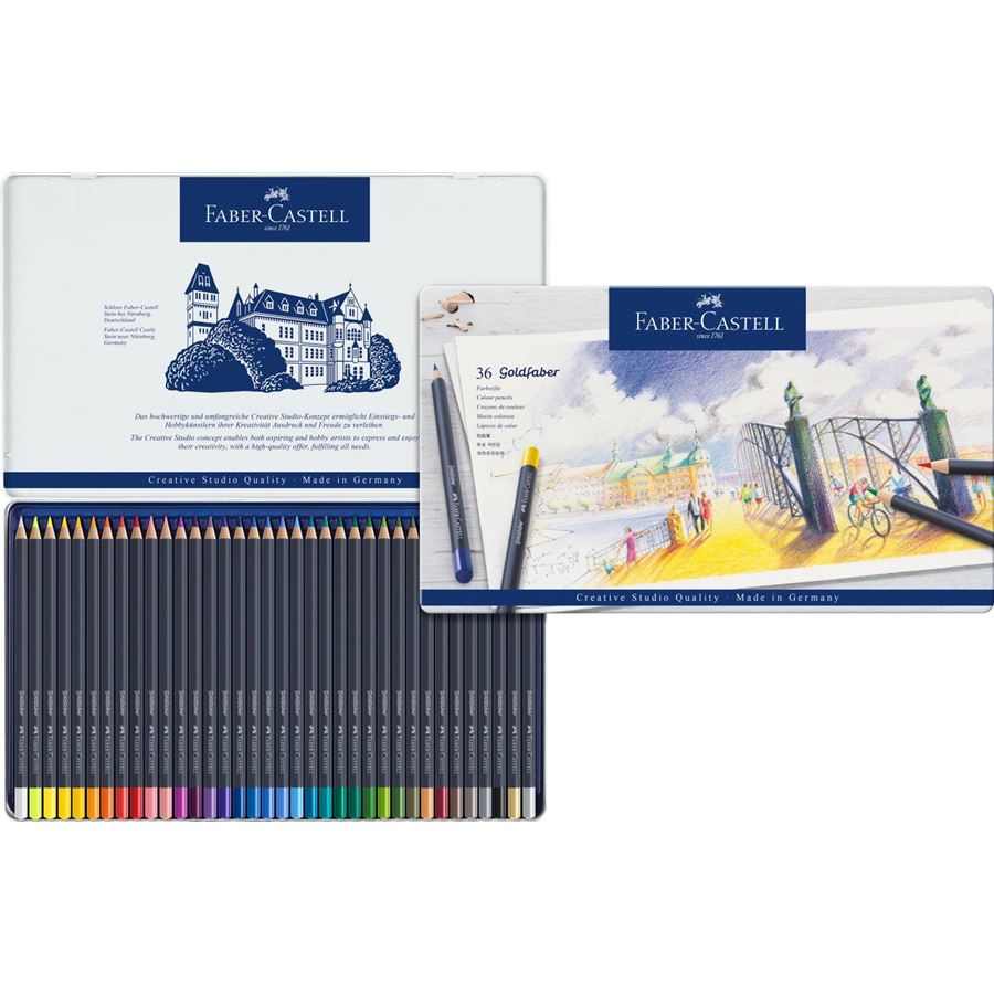 Estuche Metal Lápiz Dibujo Goldfaber 36 pzs. Creative Studio Faber-Castell