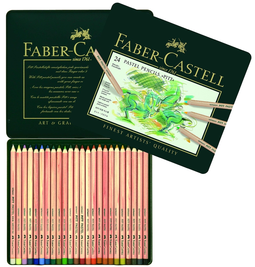 Estuche Metal 24 Lápiz Pastel Pitt Faber-Castell