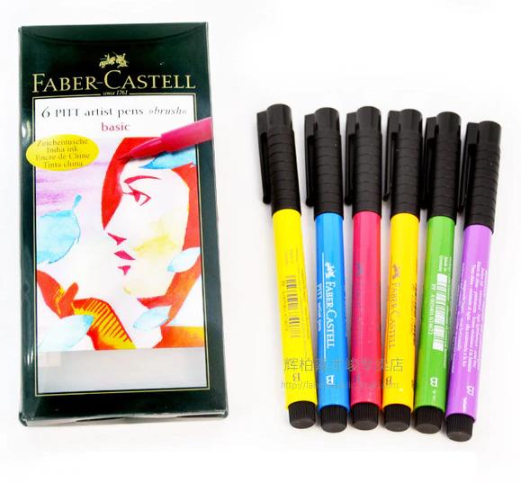 Estuche 6 Rotuladores -Básicos- Pitt Artist Pen Brush Faber-Castell