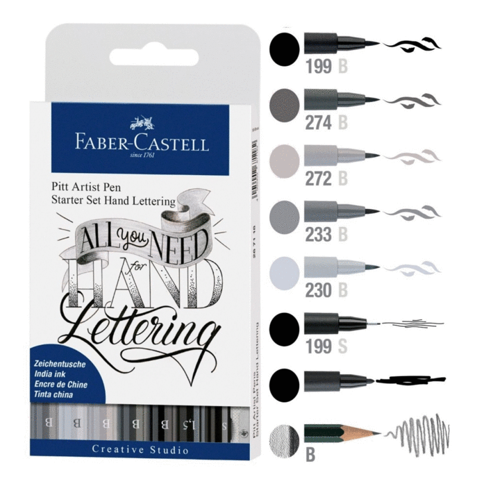 Estuche 7 Rotulador Pitt Artist Pen Hand Lettering Faber-Castell