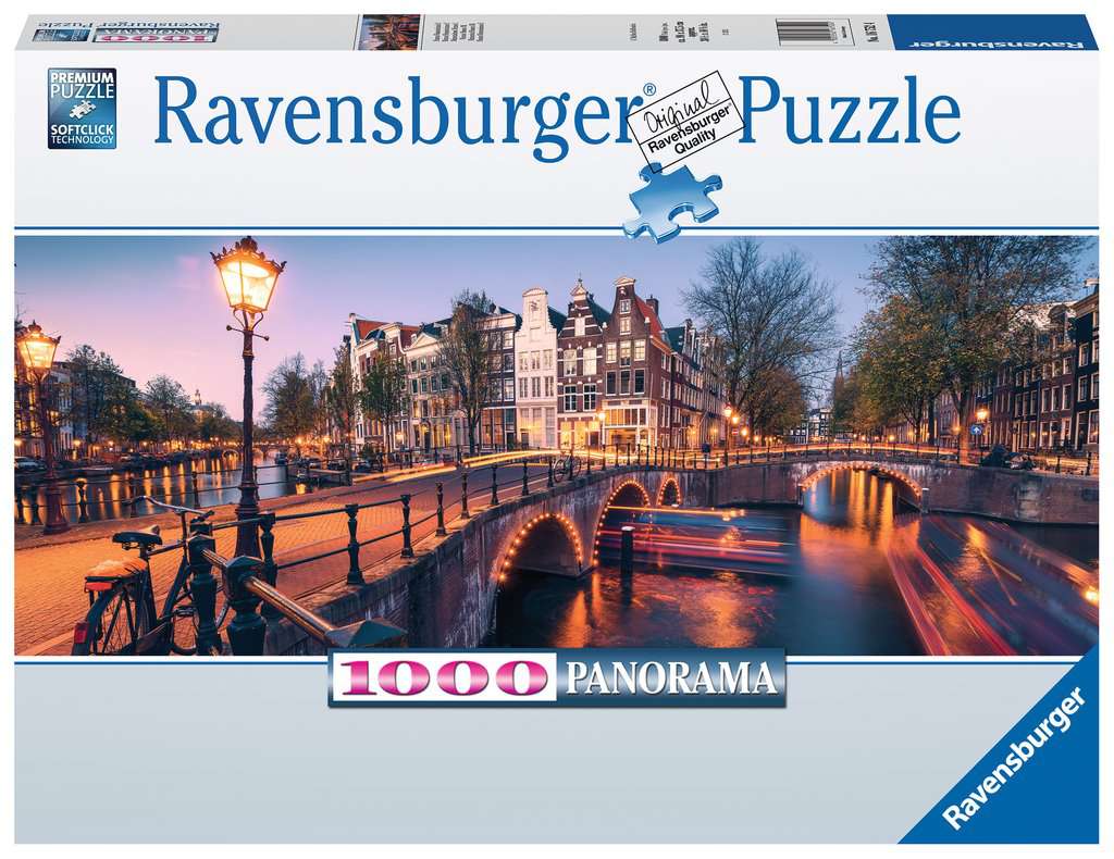 Puzzle 1000 piezas -Evening in Amsterdam, Panorama- Ravensburger