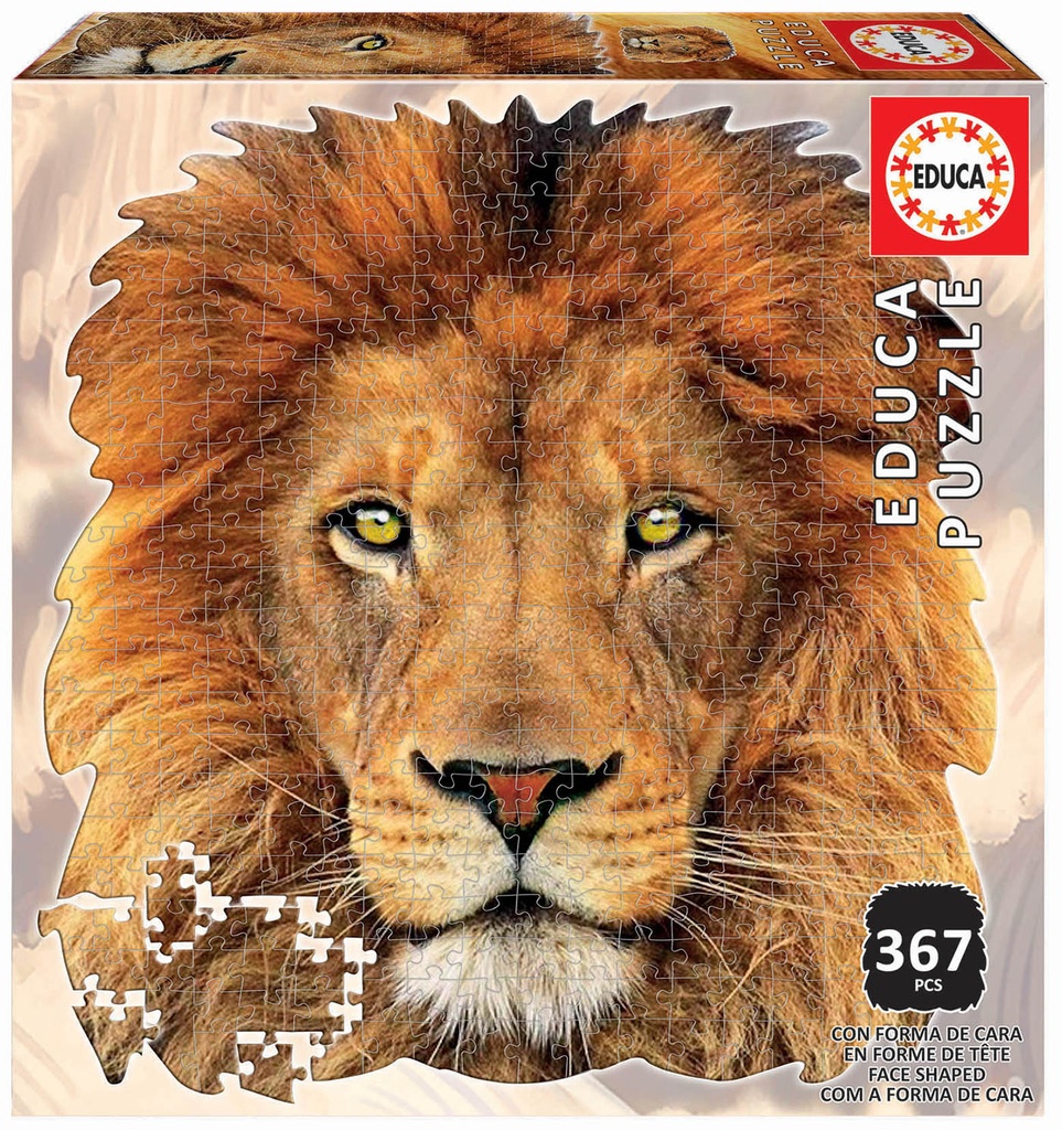 Puzzle 367 piezas Animal Face Shaped -León- Educa