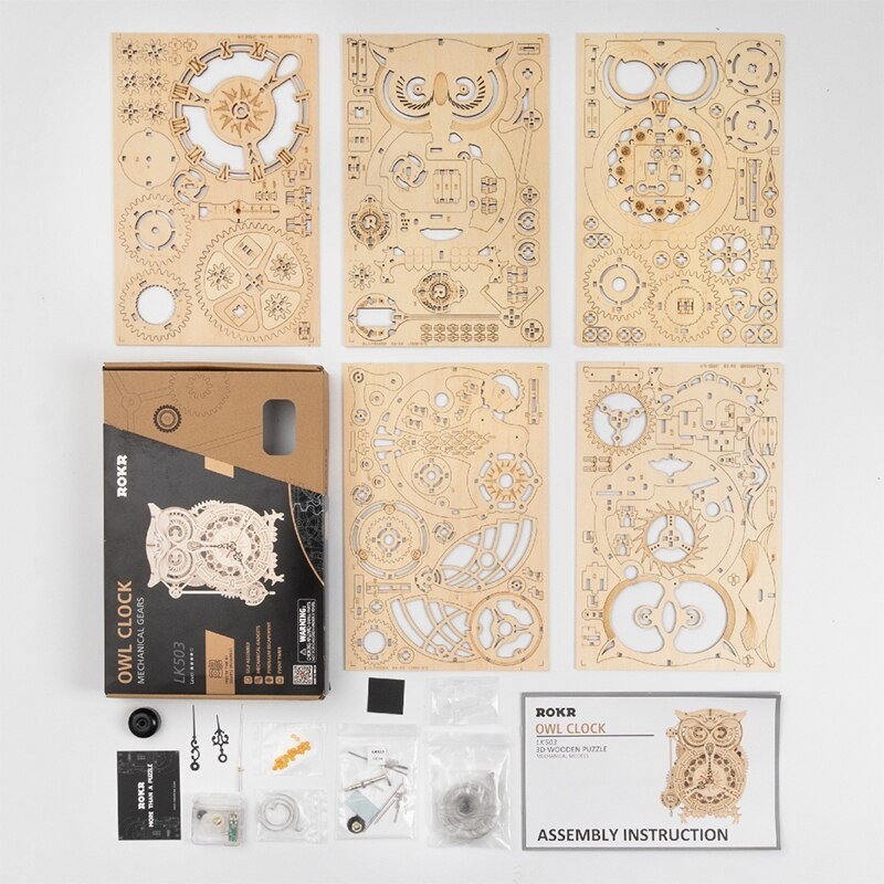 Kit Modelo Mecánico Madera -Reloj Búho / Own Clock- Robotime