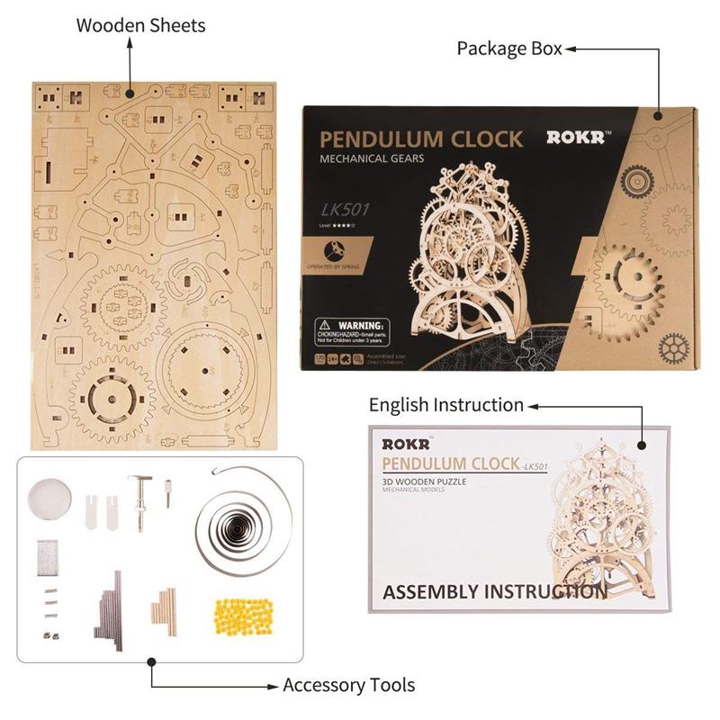 Kit Modelo Mecánico Madera -Reloj de Péndulo- Robotime