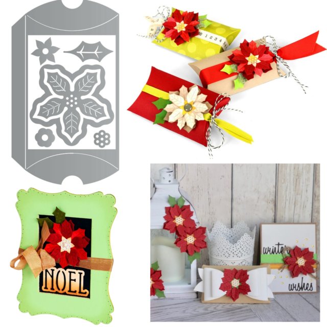 Set 7 Troquel Thinlits -Box Pillow & Ponsettias- Sizzix