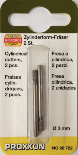 Fresas Acero Tungsteno Vanadio Cilíndrica 3,0 mm. (2 pzs.) Proxxon