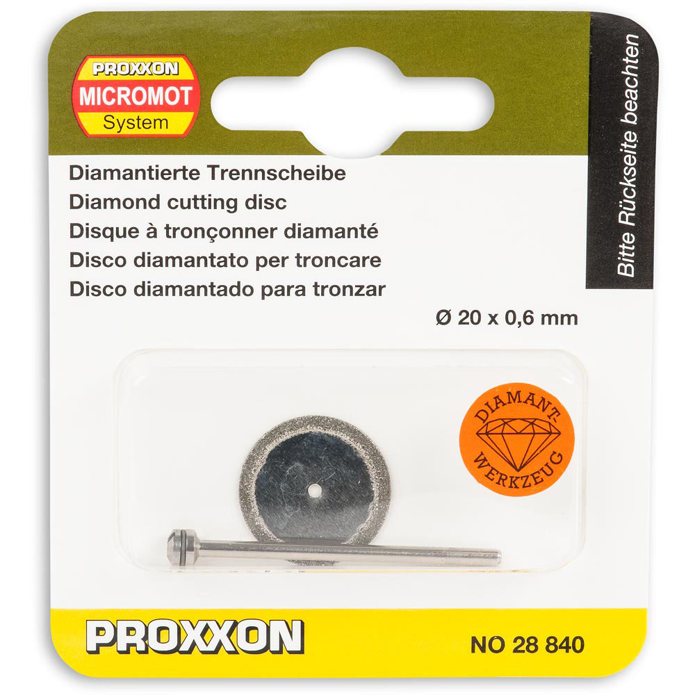 Hoja Sierra Circular Mini Diamante 20 mm. + Vástago Proxxon
