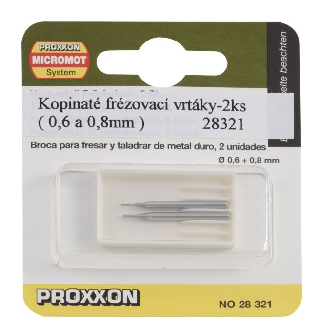 Brocas / Fresas Metal Duro 0,6 /0,8 mm. (2 pzs.) Proxxon