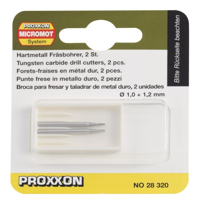 Brocas / Fresas Metal Duro 1,0 / 1,2 mm. (2 pzs.) Proxxon
