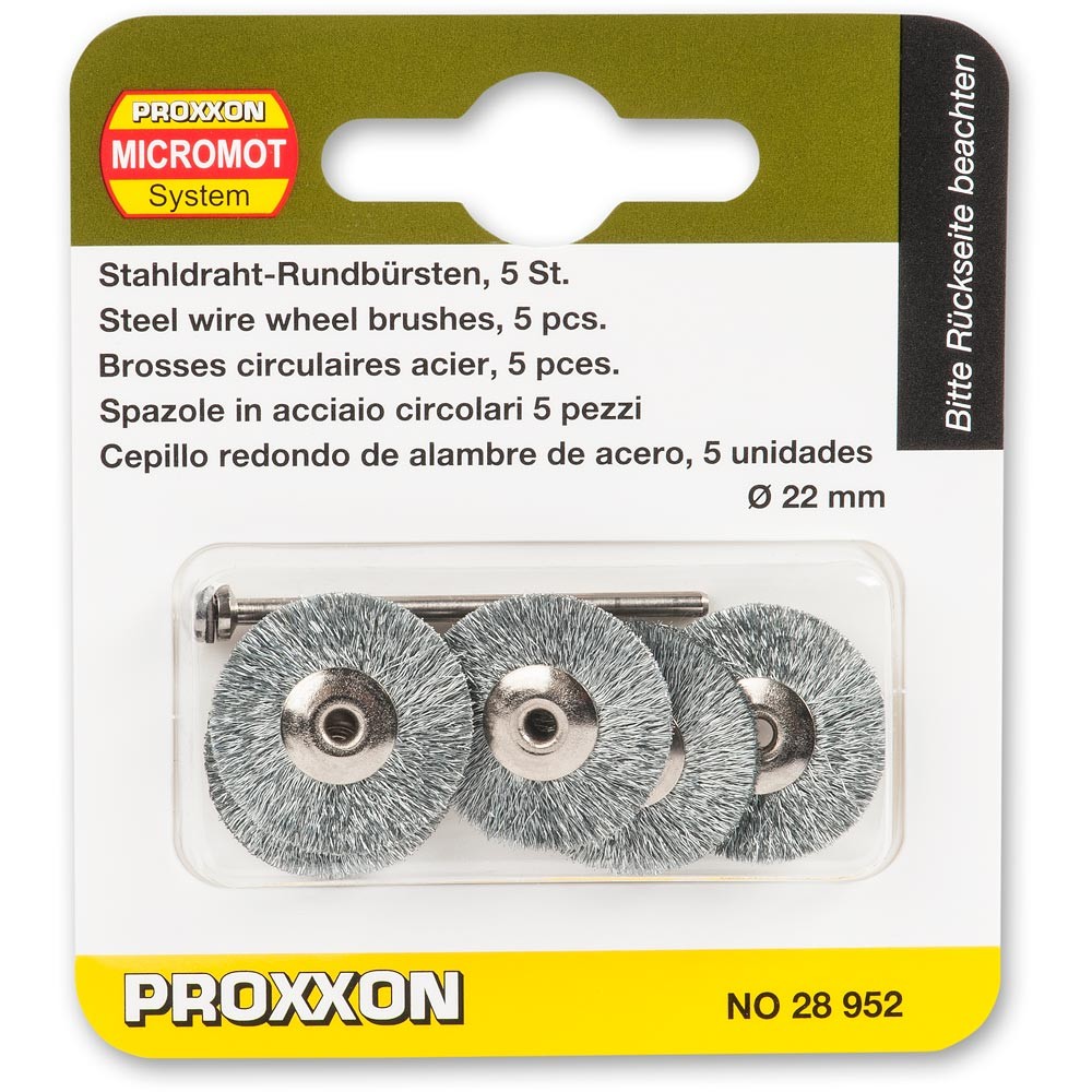 Discos Cepillo Acero 23,5 mm. (5 pzs.) + Eje Proxxon