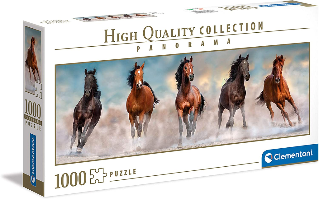 Puzzle 1000 piezas -Panorama: Caballos- Clementoni