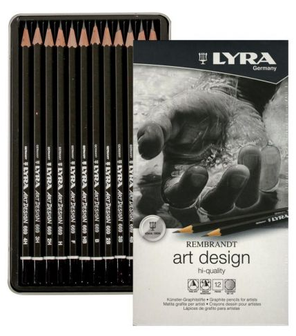 Estuche Metal 12 Lápices Grafito Rembrandt Art Design Lyra
