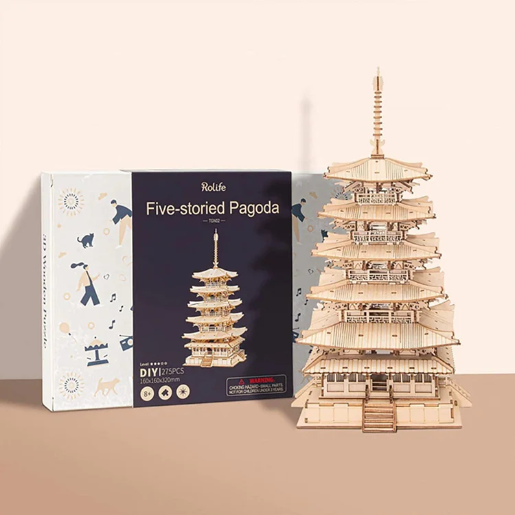 Set Construcción Madera -Pagoda- Rolife Robotime