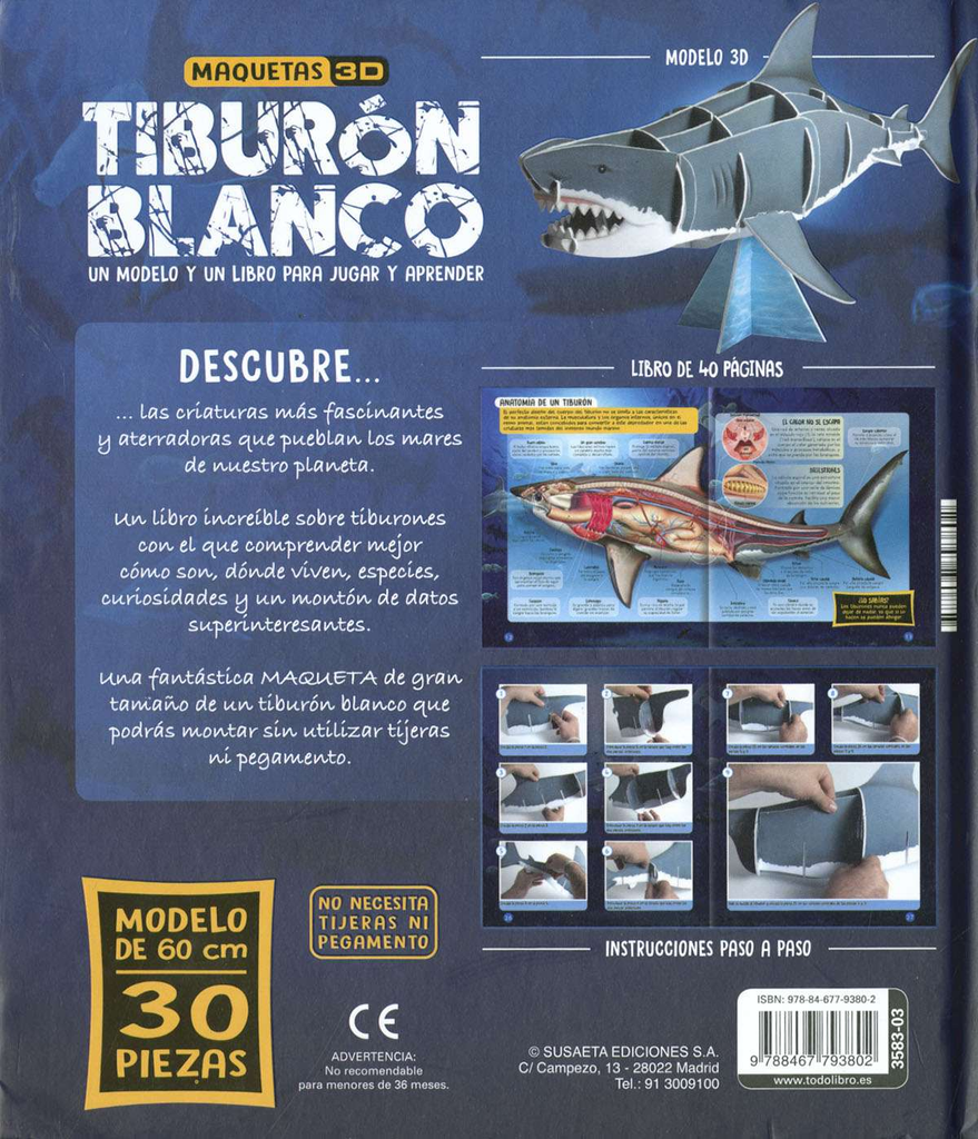 Maquetas 3D -Tiburón Blanco- Susaeta Ediciones