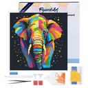 Pintar con Diamantes -Elefante Pop Art- Bastidor 25 x 25 cm. Figured´Art