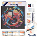 Pintar con Diamantes -Carpas Koi Coloridas- Bastidor 25 x 25 cm. Figured´Art