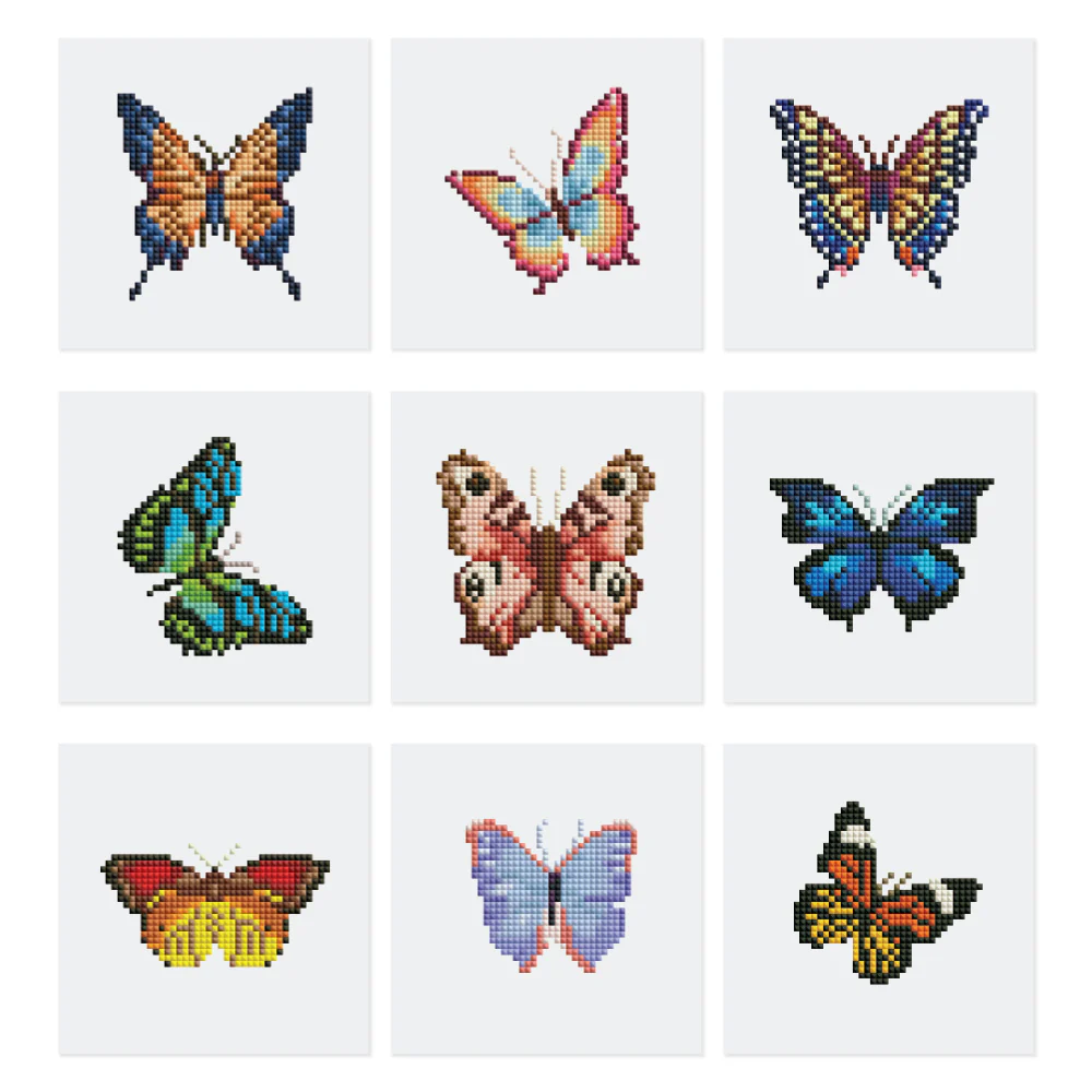 Set 9 Mini Pintar con Diamantes -Mariposas- 15 x 15 cm. Figured´Art