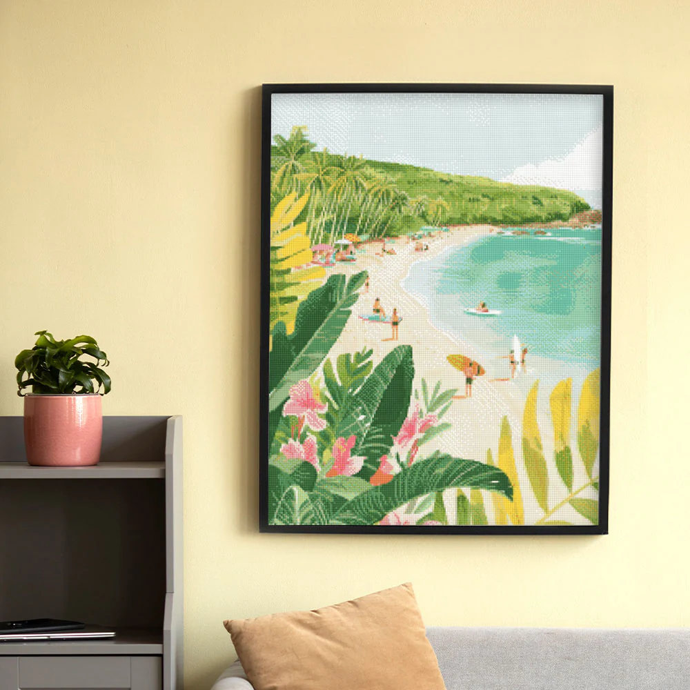 Pintar con Diamantes -Paraiso del Surf- Bastidor 40 x 50 cm. Figured´Art
