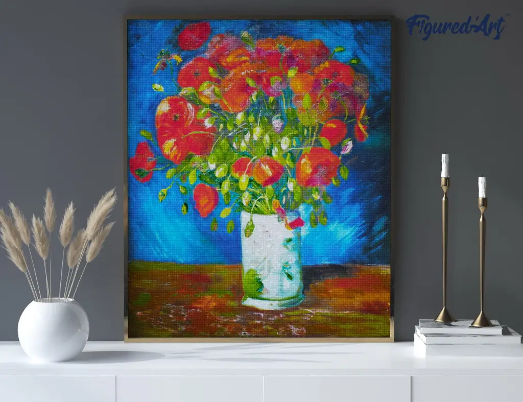Pintar con Diamantes -Jarrón con Amapolas, Van Gogh- Bastidor 40 x 50 cm. Figured´Art