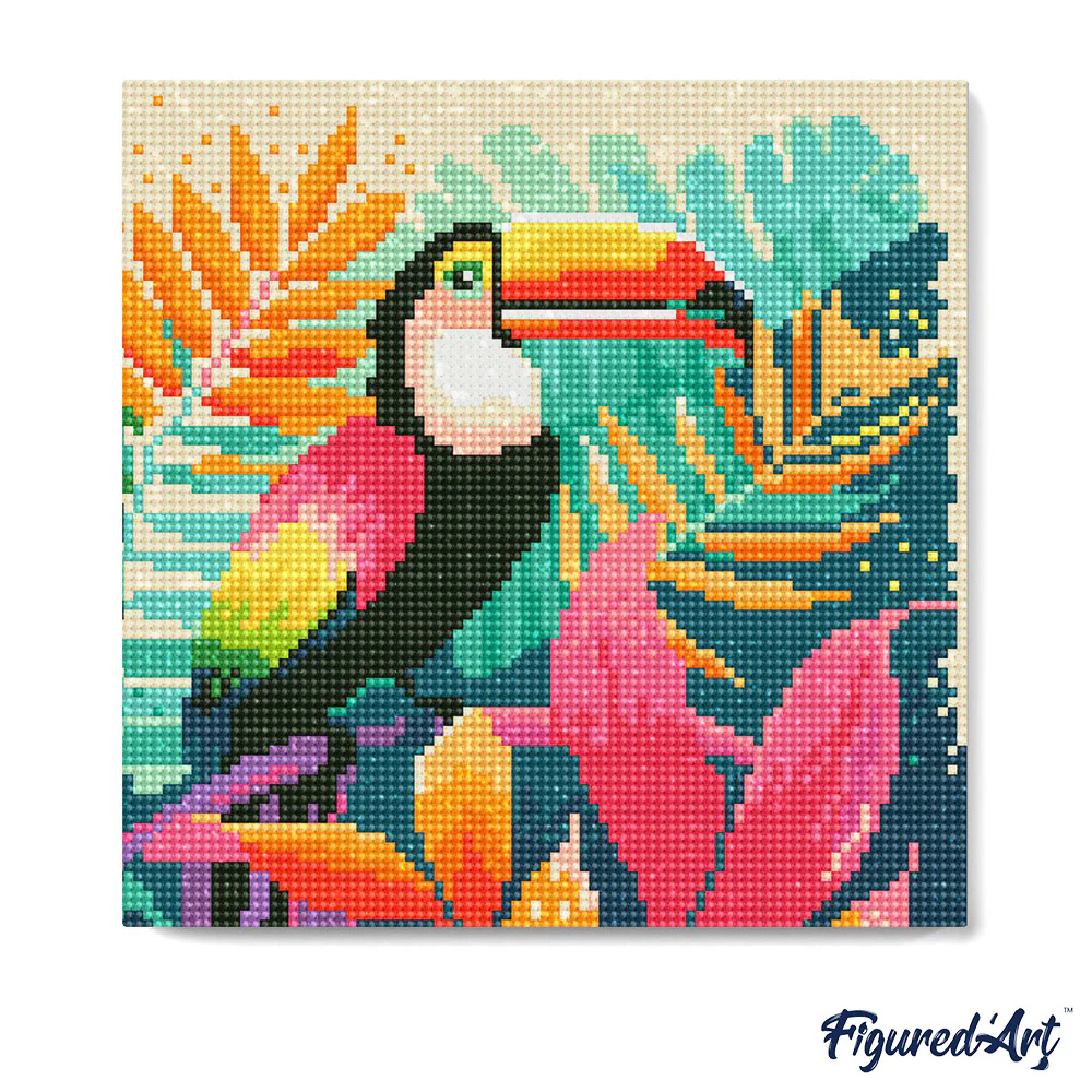 Pintar con Diamantes -Tucán Tropical- Bastidor 25 x 25 cm. Figured´Art