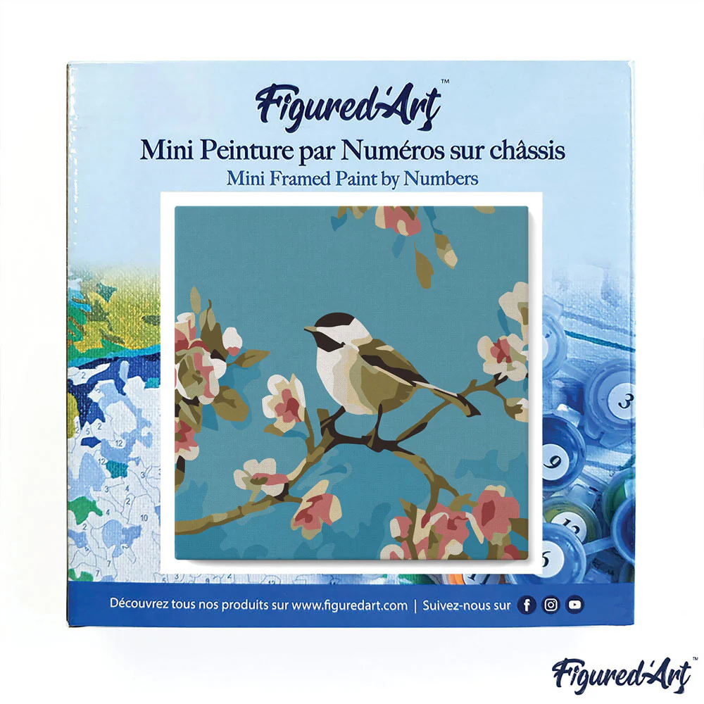 Pintar Por Números -Pajarito en Rama- Bastidor 20 x 20 cm. Figured´Art